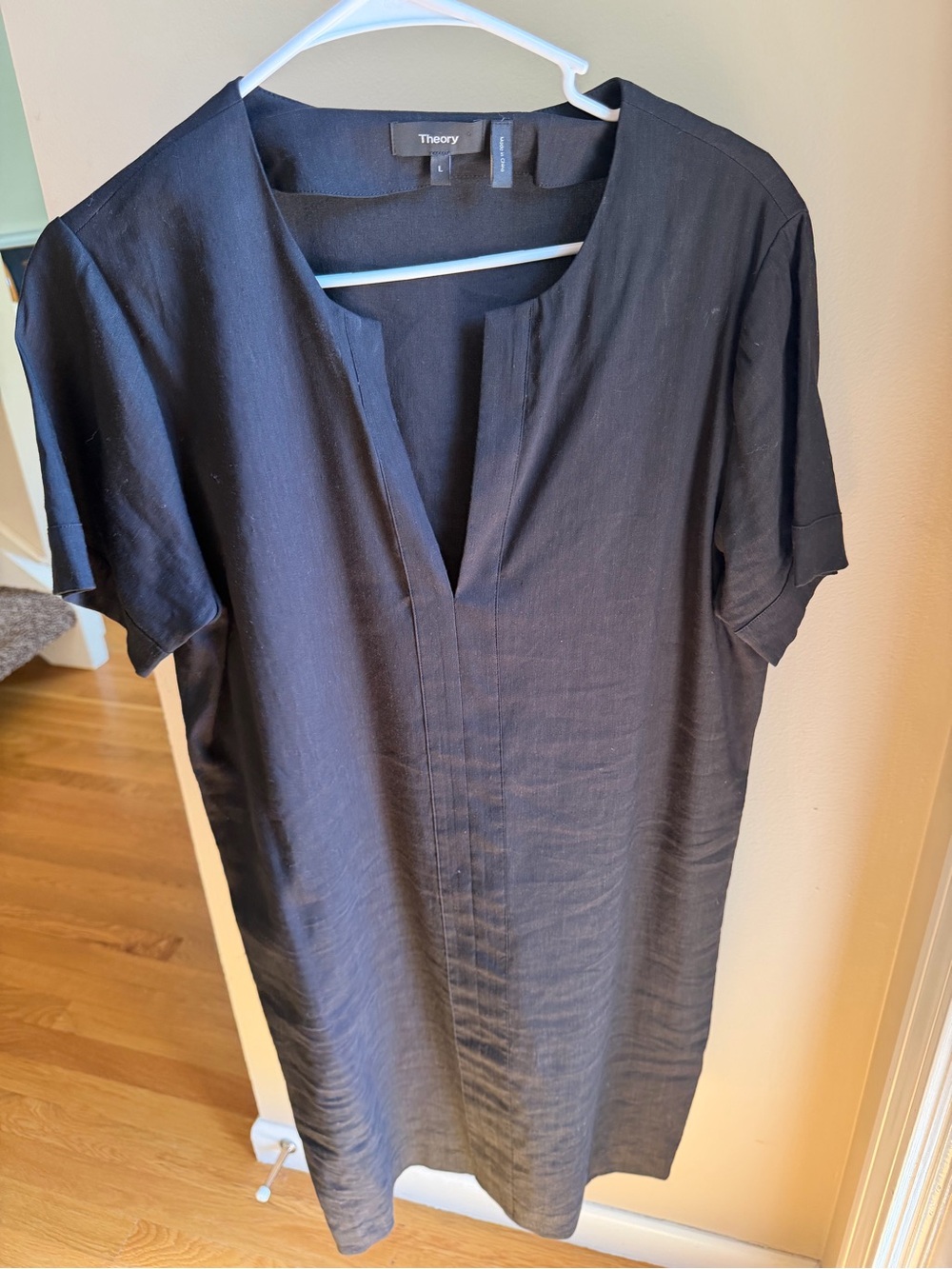 Theory Black Short-Sleeve Shift Dress